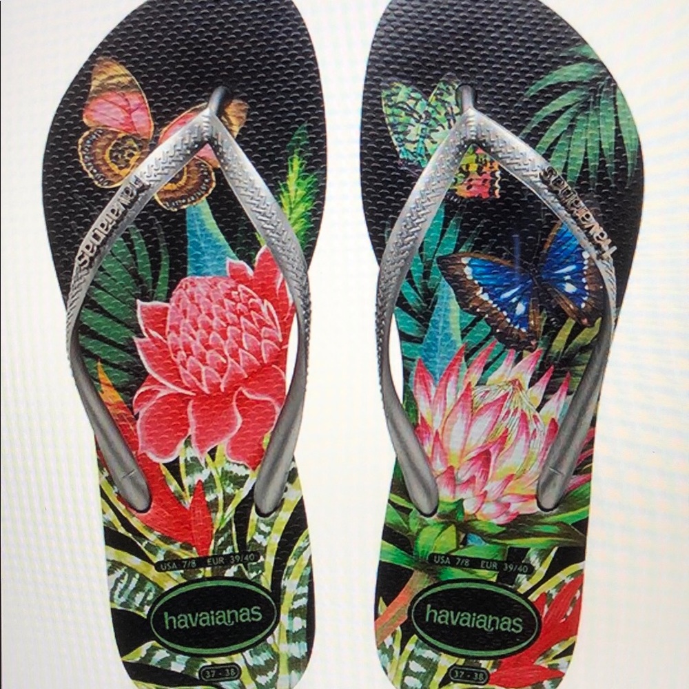 Havaianas Black & Green Tropical Slim Flop-Flop
